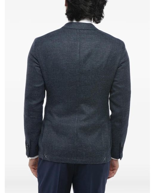 Corneliani Blue Single-Breasted Patch-Pocket Blazer for men