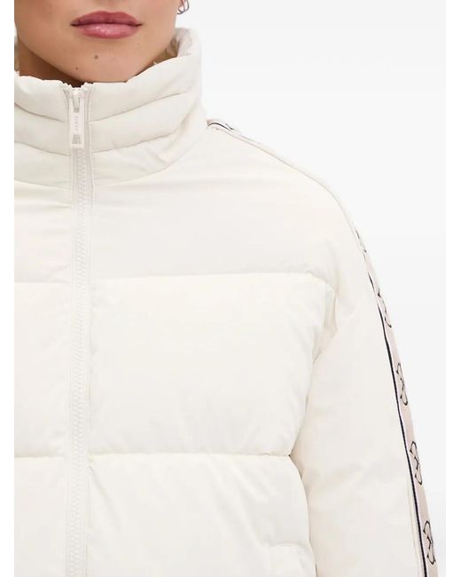 Guess White Patterned-Trim Puffer Jacket
