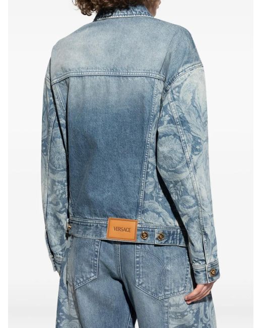 Giacca Denim A Fiori di Versace in Blue