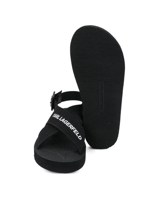 Karl Lagerfeld Black Crossover-Strap Buckle-Fastening Sandals for men