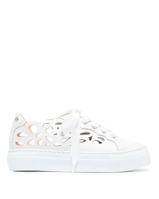 Agl Attilio Giusti Leombruni White Mandi Laser-Cut Sneaker