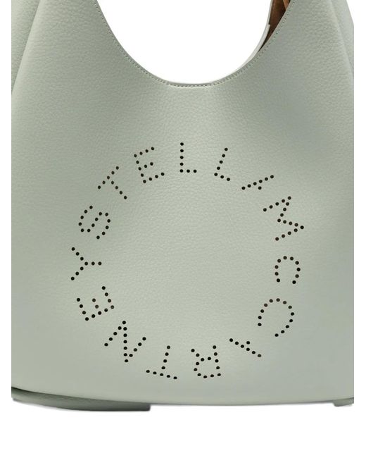 Stella McCartney Gray Large Logo Perforated Shoulder Bag
