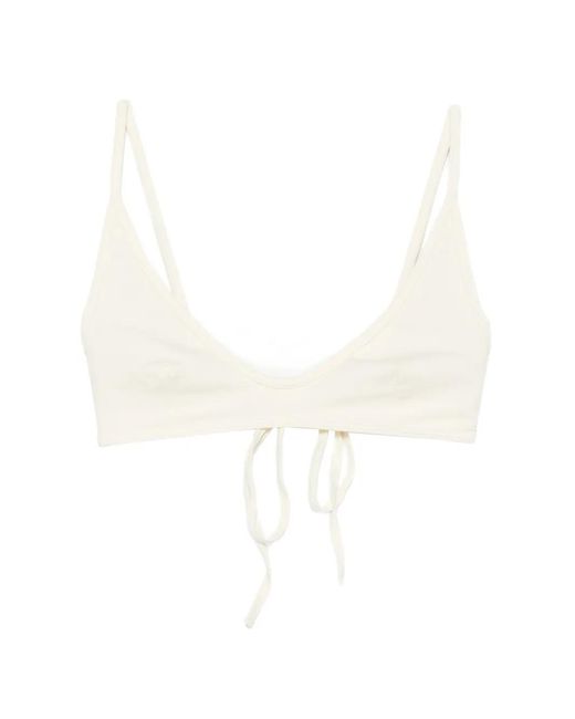 Totême  White Scoop-Neck Tie-Fastening Bikini Top