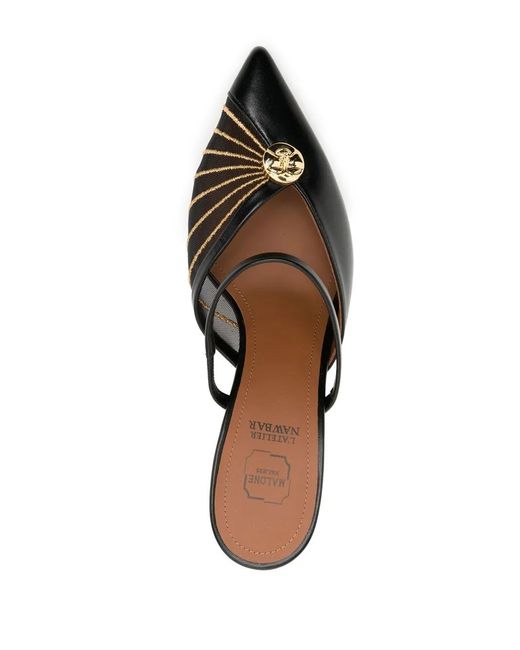 Malone Souliers Black Logo-Plaque Mules