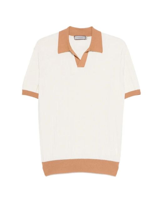 Canali White Contrast-Trim T-Shirt for men