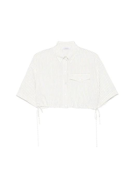 Patrizia Pepe White Striped Cropped Top