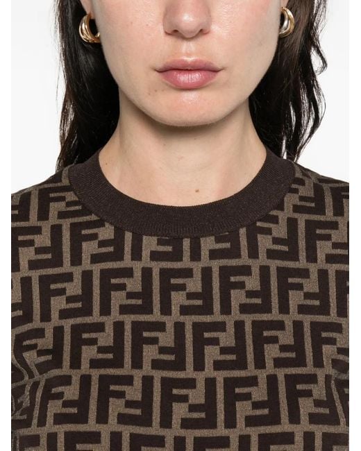 Fendi Black Ff Jacquard Cotton Pullover Clothing