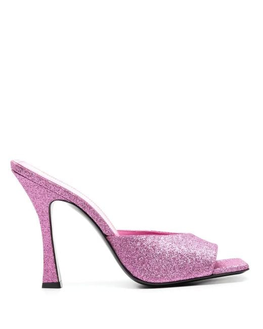 The Attico Pink Glitter-Detail Sandals