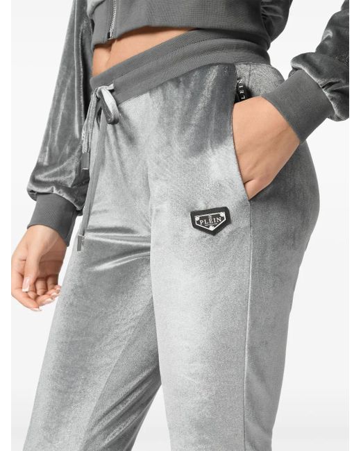 Philipp Plein Gray Strass Skull Trousers
