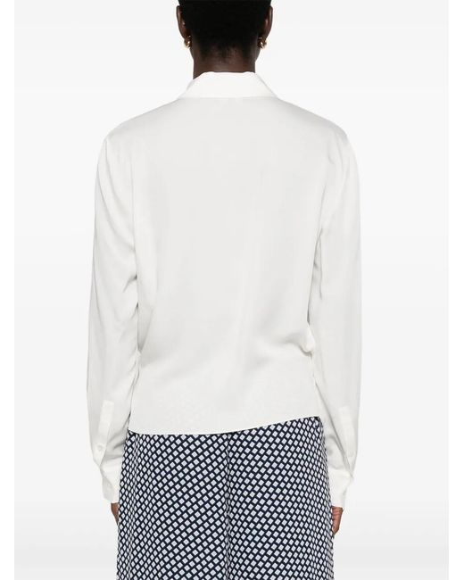 Theory White Lapel Wrap Shirt