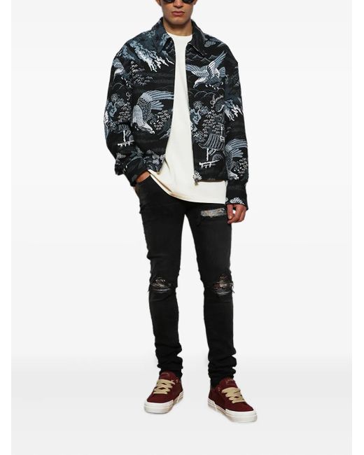 Amiri Black Crane Tapestry Jacket for men