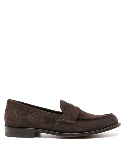 Scarosso Brown Harper Suede Penny Loafers