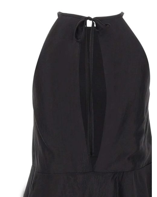 Kaos Black Ruffled Sleeveless Top