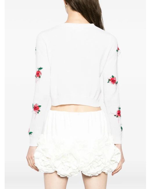 ShuShu/Tong White Floral-Embroidered Cardigan