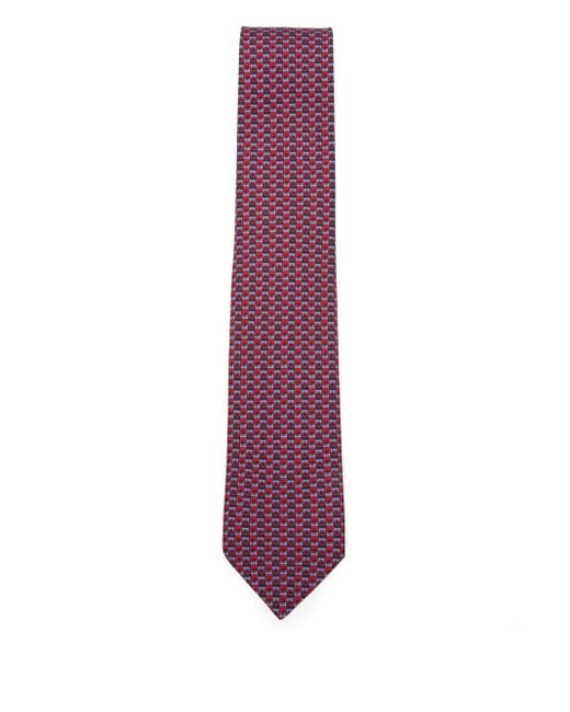 Ferragamo Purple Gancini-Patterned Silk Tie for men