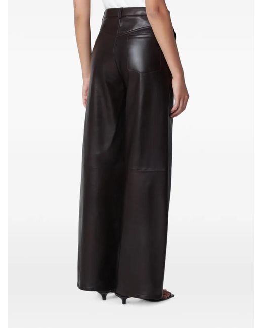 Nour Hammour Black Coda Wide-Leg Leather Trousers