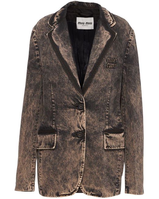 Miu Miu Black Jeansblazer mit Stone-Wash-Effekt