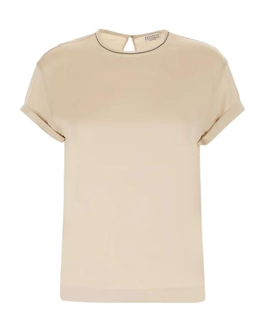 Brunello Cucinelli コントラストネック Tシャツ Natural