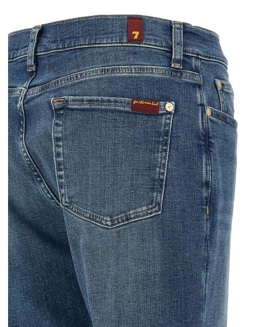 7 For All Mankind Blue Turn-Up Hem Jeans