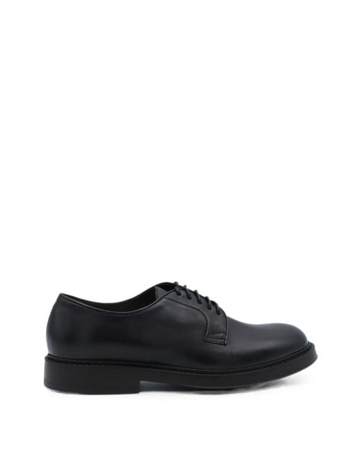 Doucal's Black Leather Lace-Up Derby Shoes for men