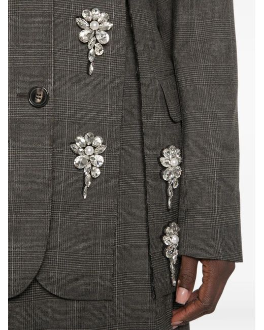 Simone Rocha Gray Crystal-Embellished Prince Of Wales Check Jacket