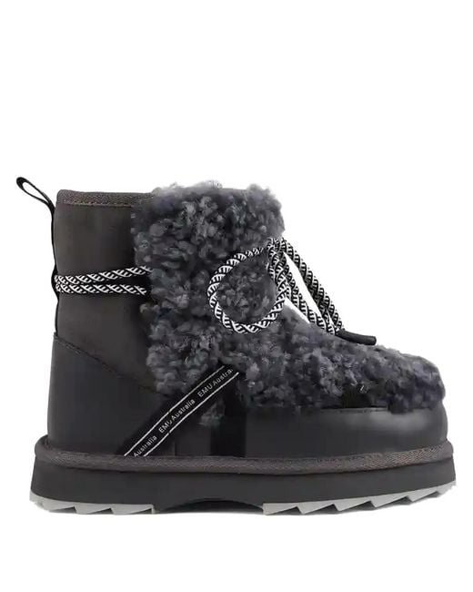 EMU Black Blurred Teddy-Texture Boots