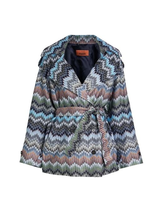 Missoni Blue Zigzag Belted Jacket