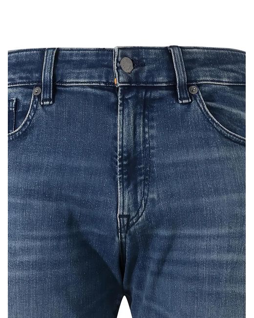 Boss Blue Button-Fastening Five-Pockets Jeans for men