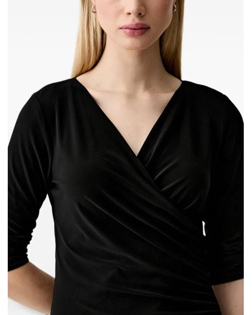 Joseph Ribkoff Black Ruched Wrap-Style Mini Dress