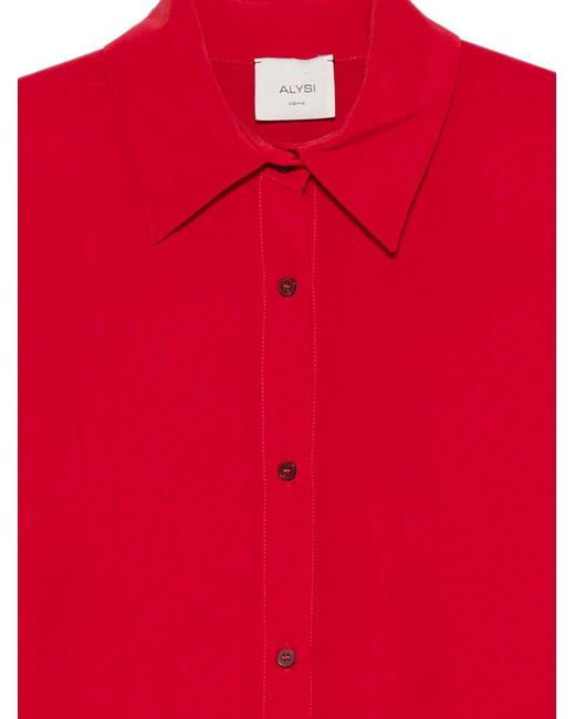 Alysi Red Button-Down Silk Shirt