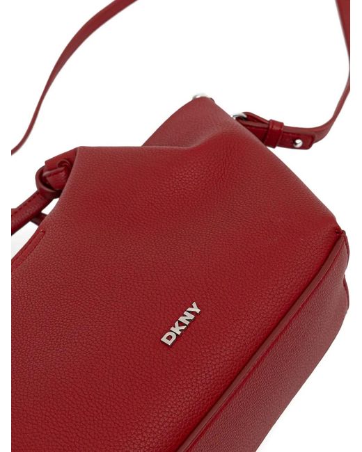 DKNY Red Knotted Handle Tote Bag