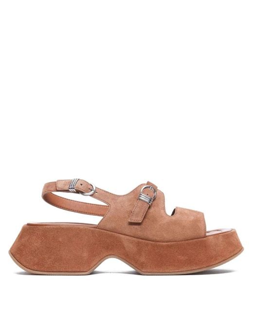 Vic Matié Brown 60Mm Leather Platform Sandals