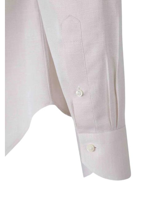 Canali White Spread-Collar Shirt for men