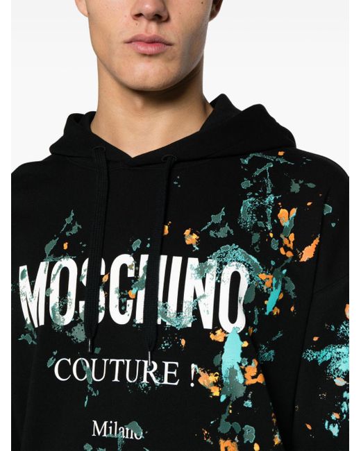 Hoodie en coton à imprimé peinture Moschino pour homme en coloris Black