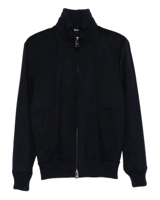 KIRED Blue Ribbed-Knit Zip-Up Jacket for men