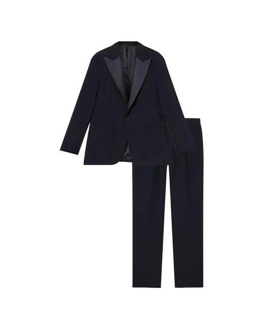 Fortela Blue Single-Breasted Satin-Trim Suit for men