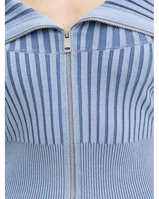 Guess Blue Zip Ribbed Mini Dress