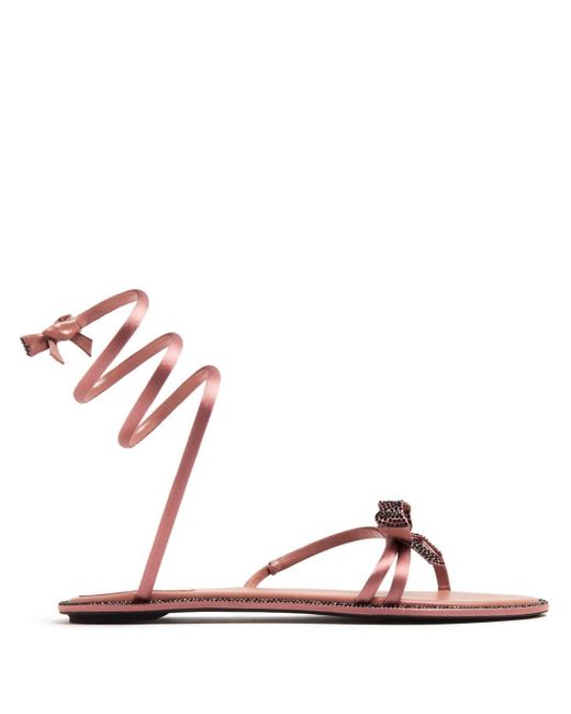 Rene Caovilla Pink Cleo Wraparound Sandals