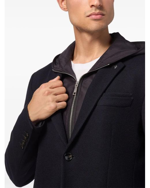 Billionaire Blue Layered Hoodie Blazer for men