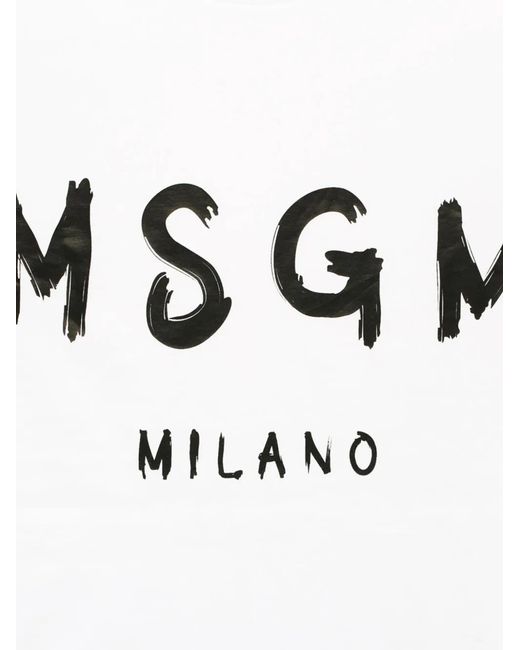 MSGM White Mini Logo-Print T-Shirt Dress