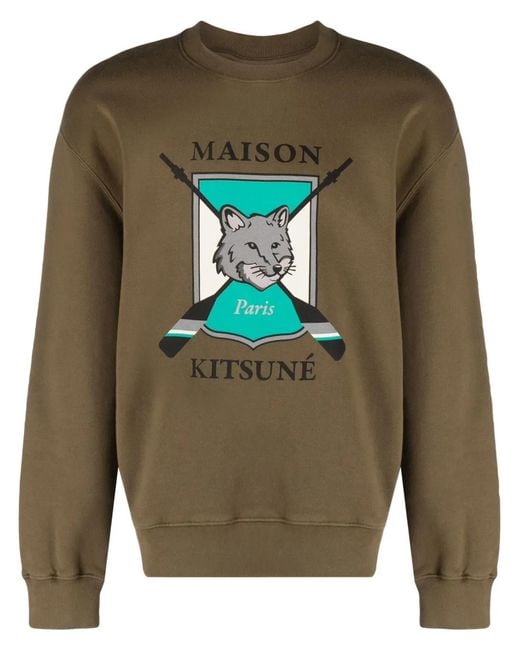Maison Kitsuné Sweater Met Logoprint in het Green voor heren