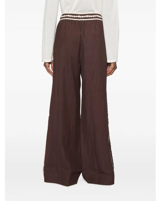 ALÉMAIS Brown Lori Side-Stripe Drawstring Palazzo Pants