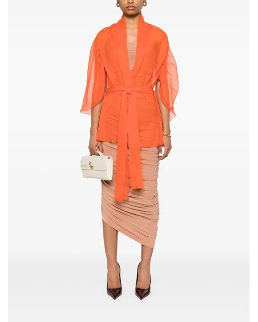 Alberta Ferretti Orange Veste En Soie
