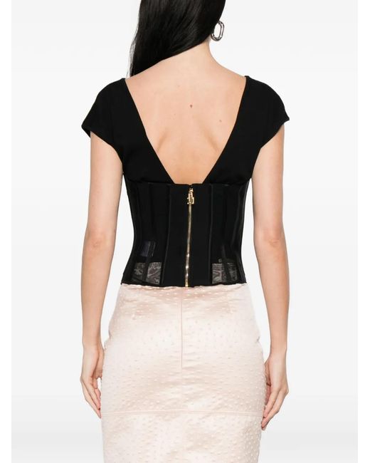 Elisabetta Franchi Black Metal Detail Corset