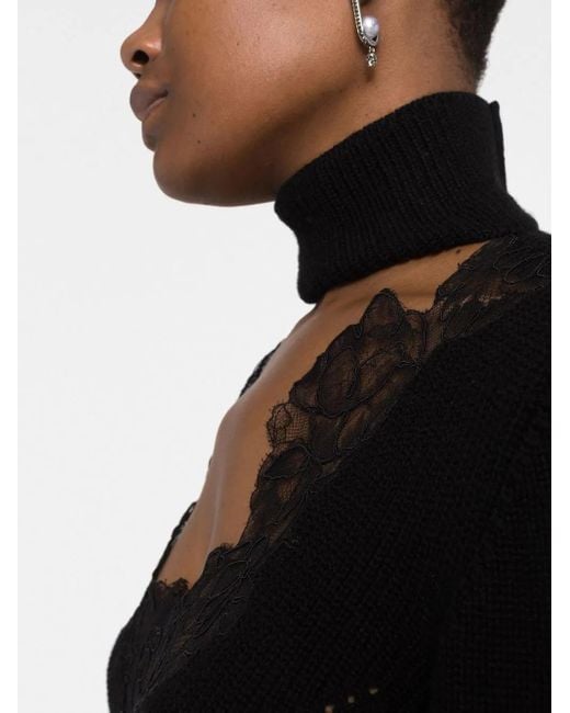 Blumarine Sweaterjurk Met Afwerking Van Kant in het Black