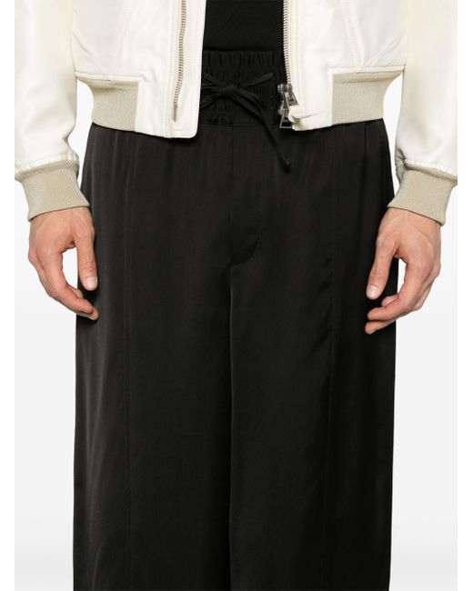 Emporio Armani Black Drawstring-waist Wide-leg Trousers for men