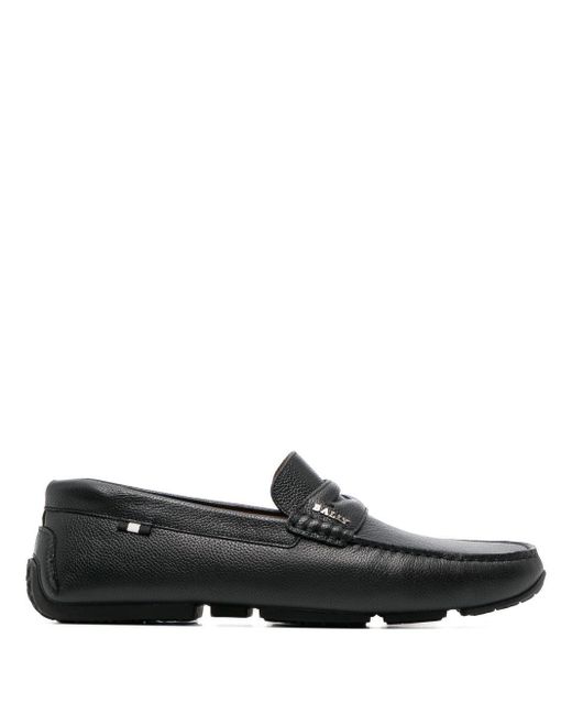Bally Black Leather Moccasin Loafers for men