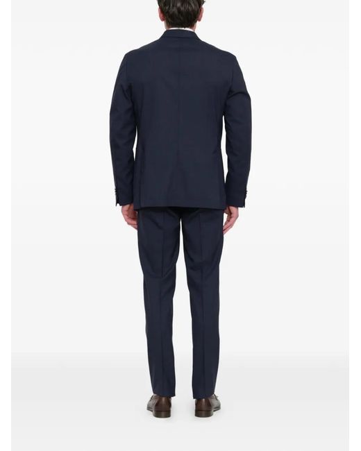 Manuel Ritz Blue Double-Breasted Peak-Lapel Suit for men