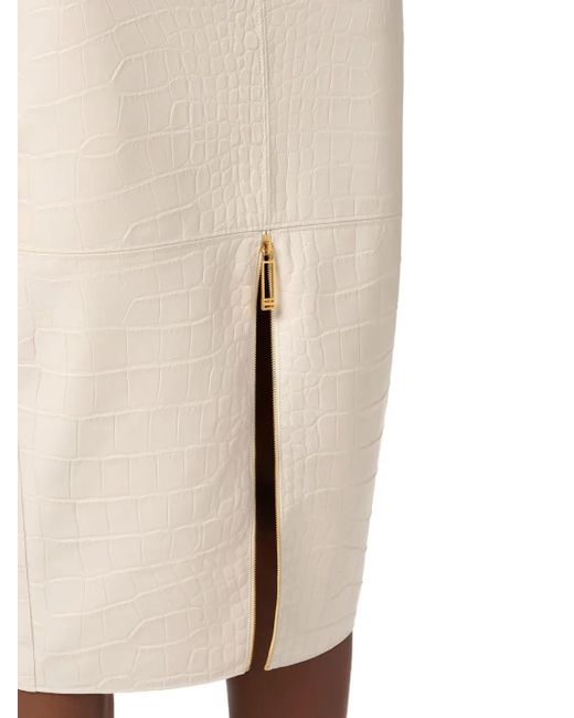 Elisabetta Franchi Rok Met Krokodillenprint En Rits in het White