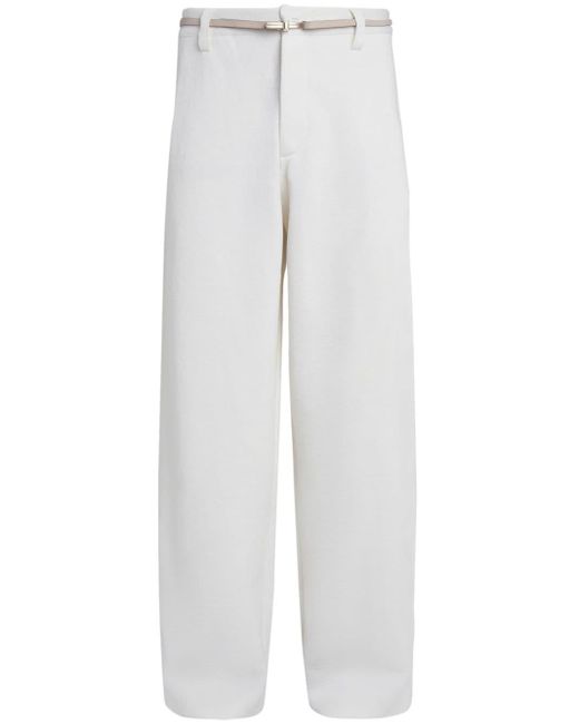 Zegna White High-rise Straight-leg Trousers for men